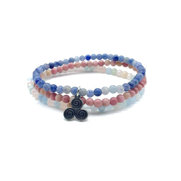 COMPASSION & HIGHER ASPIRATIONS -Morganite,Rhodonite & Amazonite- 3/pc *MIGHTY MINIS* Healing Energy Stone Bracelets
